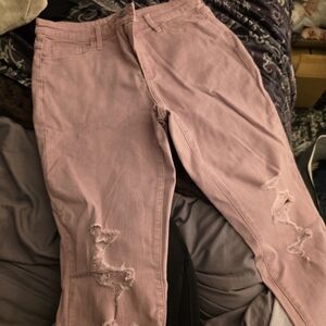Universal Thread Pink Skinny Jeans with Distressed Knees
